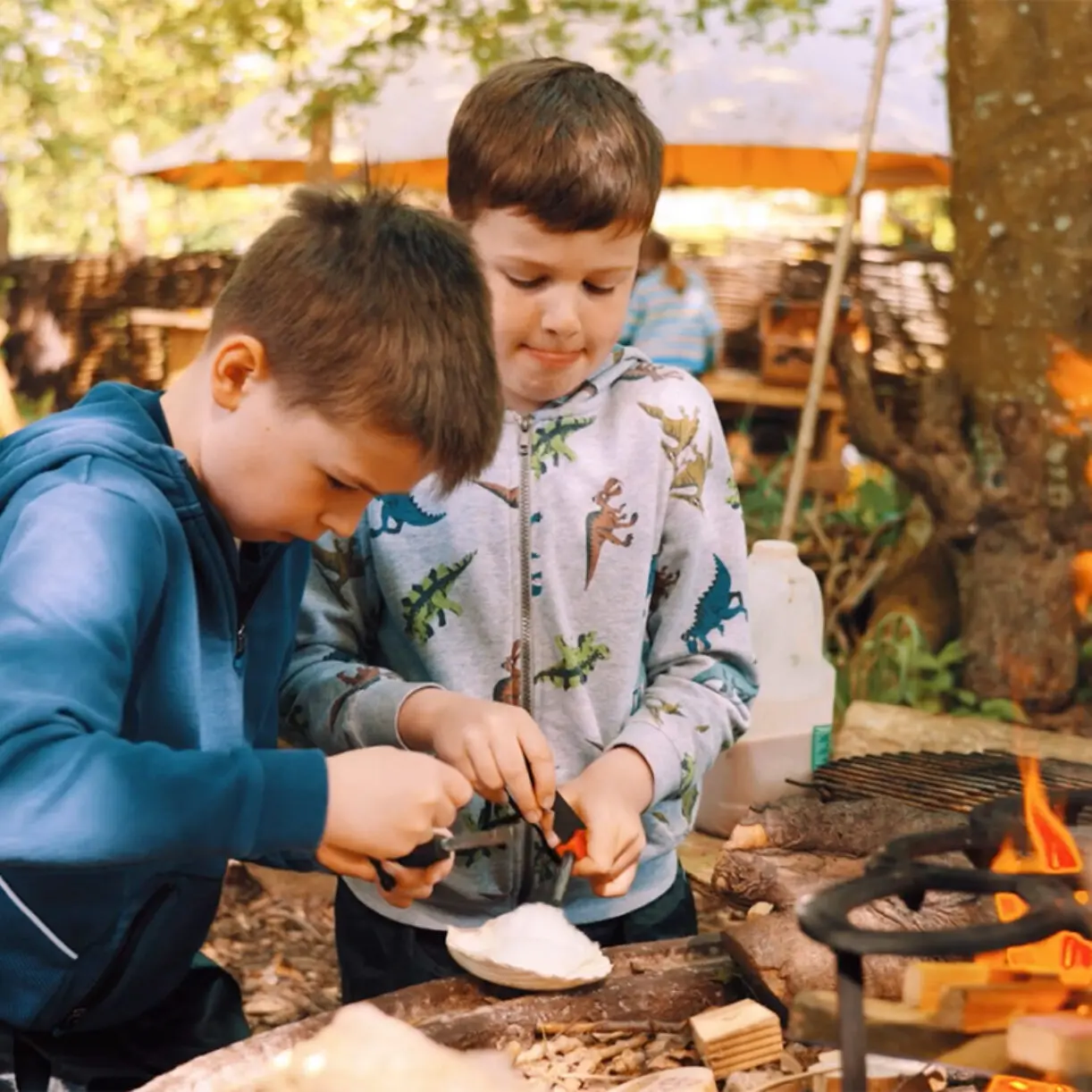 Two children at our prep school forest school