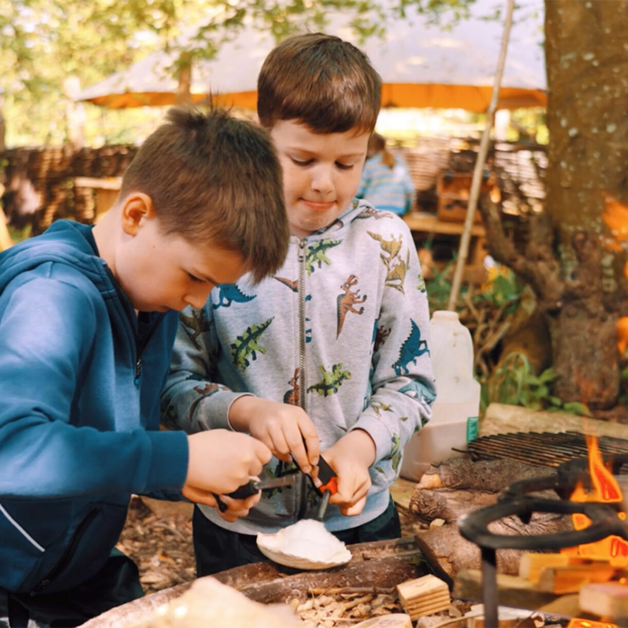 Two children at our prep school forest school