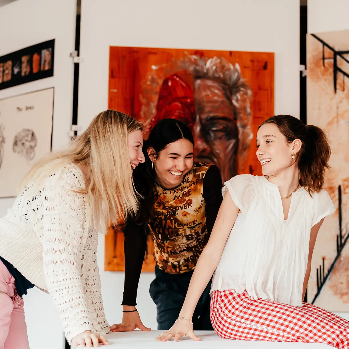 Three girls in artroom