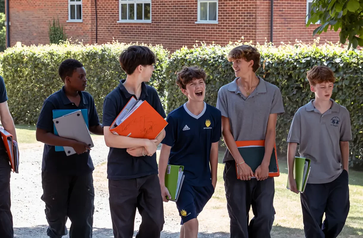 Boarding school boys outside