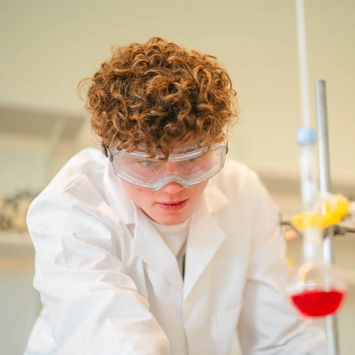 Boy in science lab