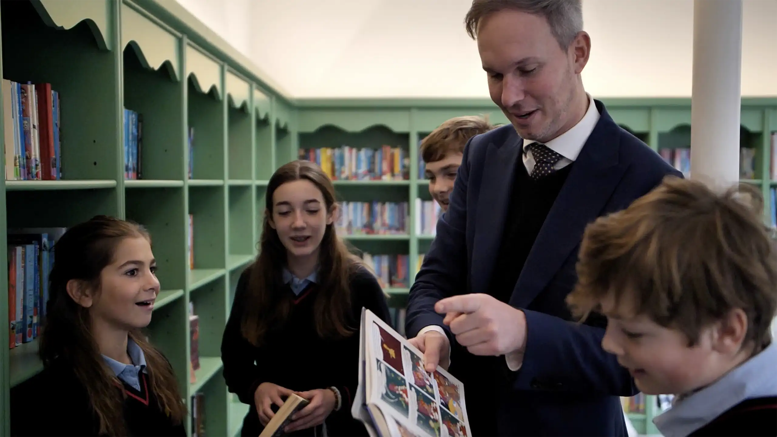 Simon Ridley with pupils