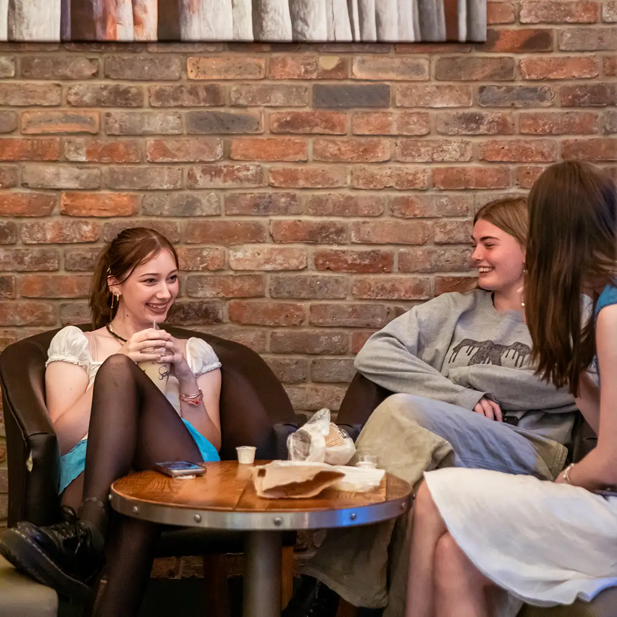 Pupils in cafe