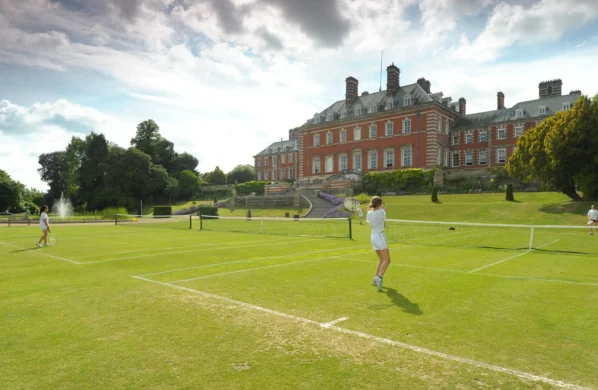 Tennis on front lawn