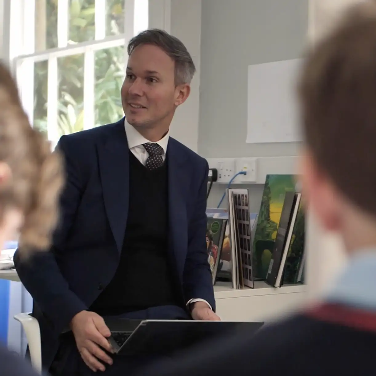 Simon Ridley with pupils