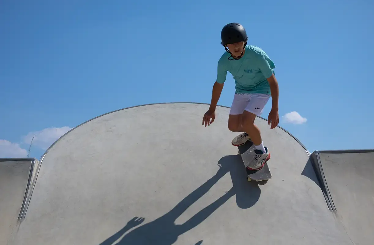 Skateboarding on ramp