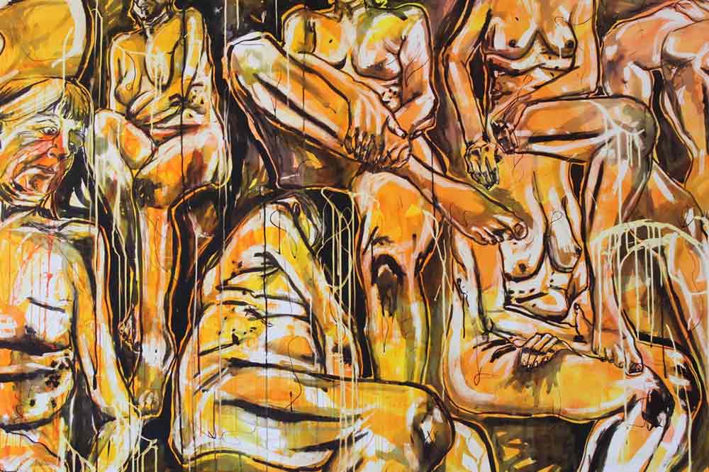 Amber W A2 Ink and bleach on paper