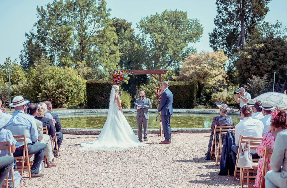 Wedding by pond
