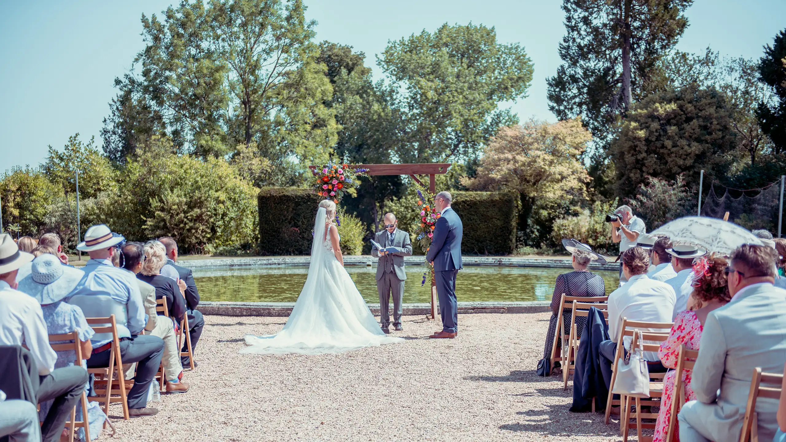 Wedding by pond